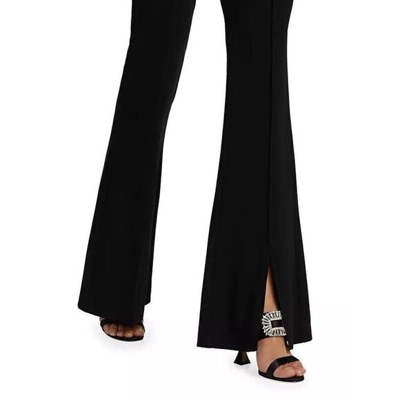 Cinq A Sept Billie Flare Split-Cuff Pants Hook Closure Sz 4 Black Slits - Picture 1 of 8